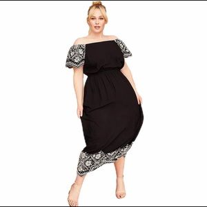 Lane Bryant Embroidered Off Shoulder Maxi Dress